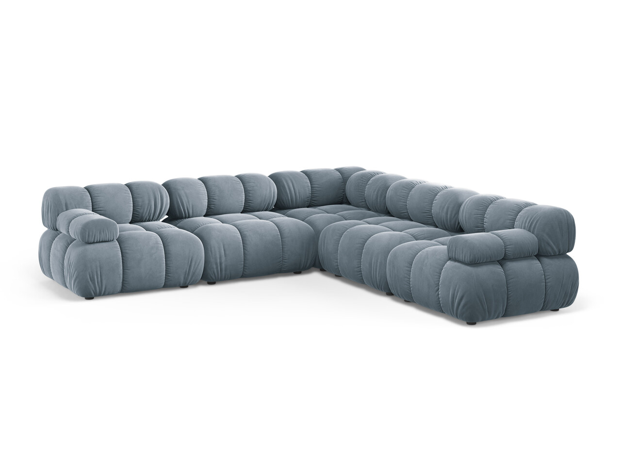 Coltar simetric 5 locuri, Bellis-51, Micadoni Home, 282x282x70 cm, catifea, albastru deschis Colțare